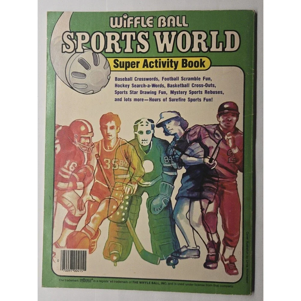 1983 Wiffle Ball Sports World Super Activity Book Rare Retro Puzzles Coloring